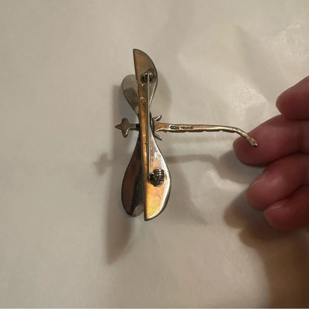 VGT Mexico Sterling Silver 3D Figural Dragonfly Brooch Pin